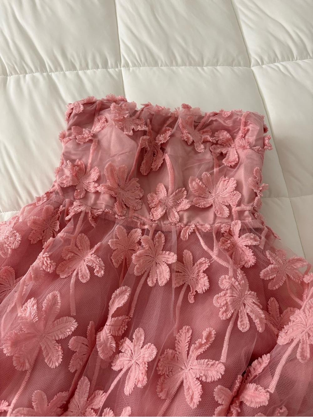 Selfie Leslie Dusty Rose Floral Lace Strapless Dress (Size: S) - Picture 2 of 4